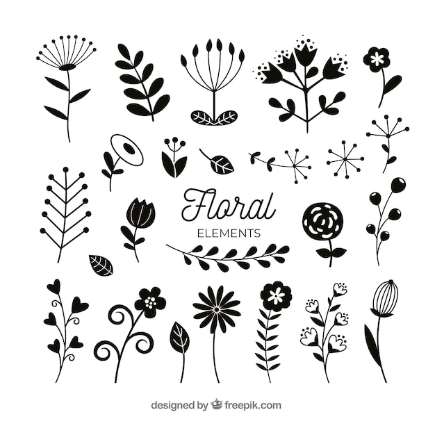 Lovely floral element collection with flat design