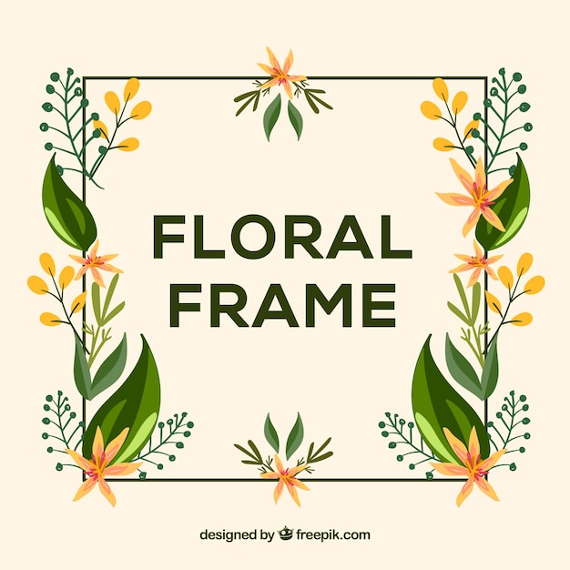 Free vector lovely floral frame with flat design