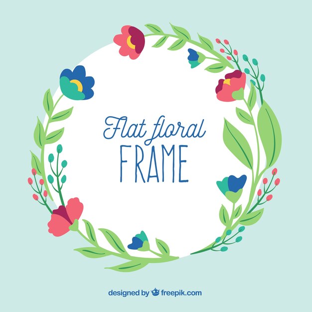 Lovely floral frame with flat design