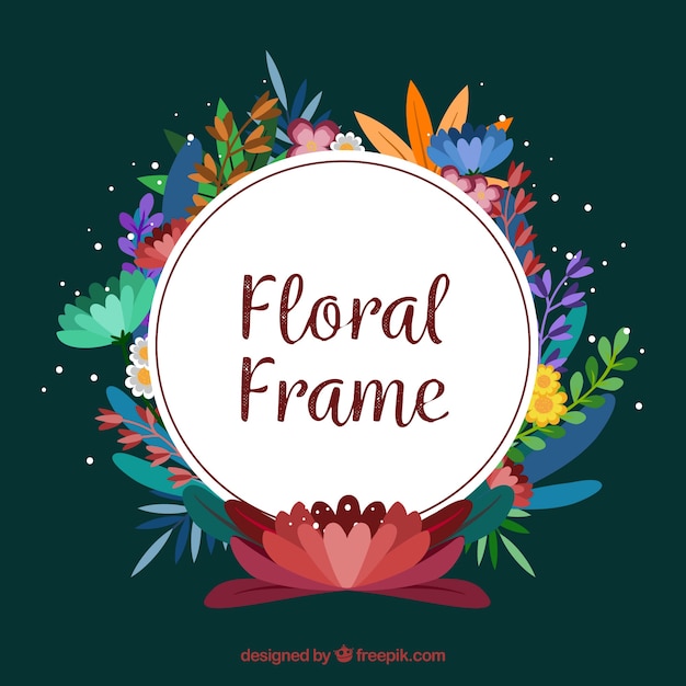 Free vector lovely floral frame with flat design
