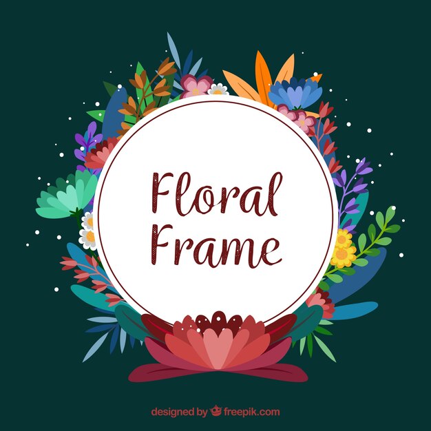 Lovely floral frame with flat design