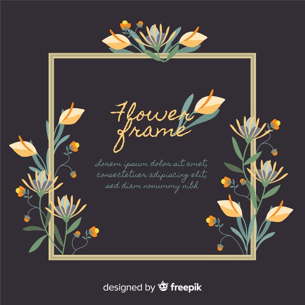 Free vector lovely floral frame with flat design