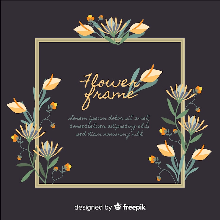 Free Vector lovely floral frame with flat design