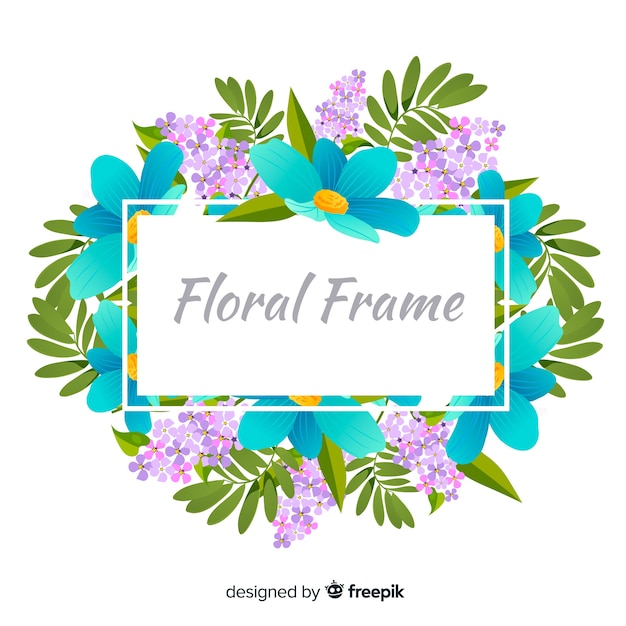 Lovely floral frame with flat design