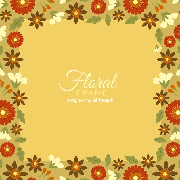 Lovely floral frame with flat design