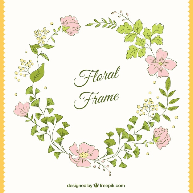 Lovely floral frame with hand drawn style