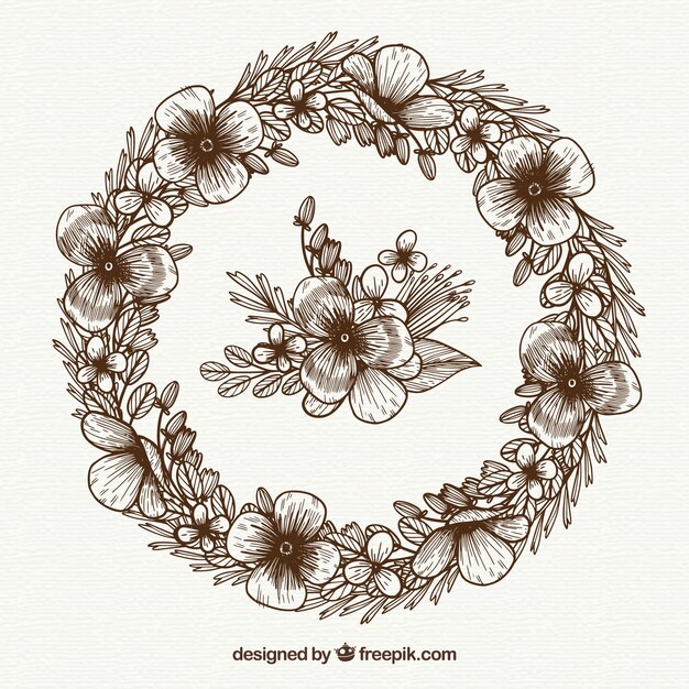 Lovely floral frame with hand drawn style