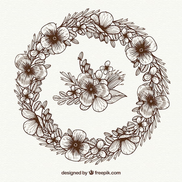 Lovely floral frame with hand drawn style