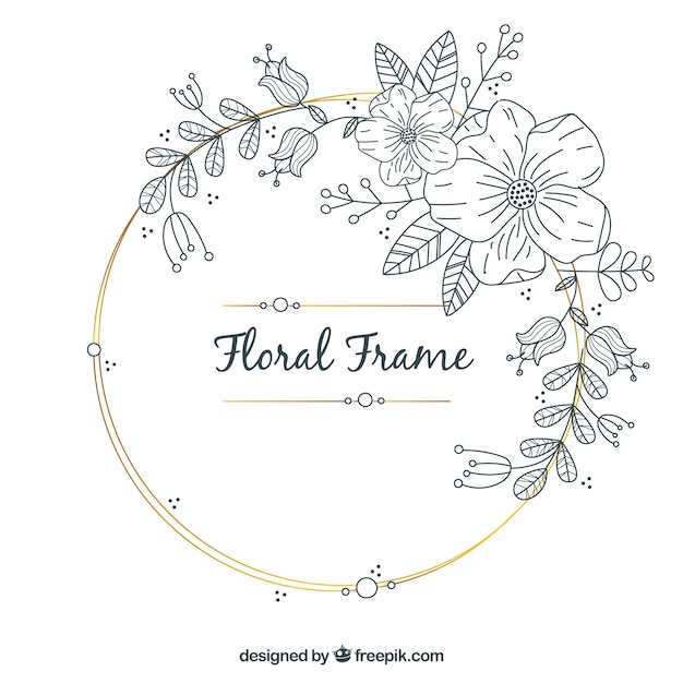 Lovely floral frame with hand drawn style