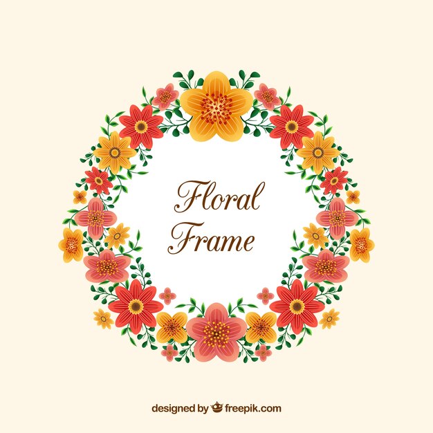 Lovely floral frame with realistic design