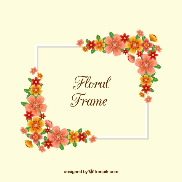 Lovely floral frame with realistic design