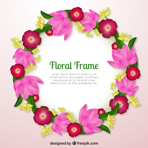 Lovely floral frame with realistic design