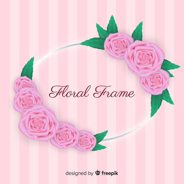 Lovely floral frame with realistic design