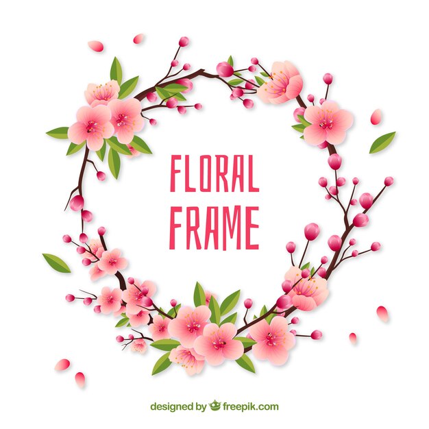 Lovely floral frame with realistic style