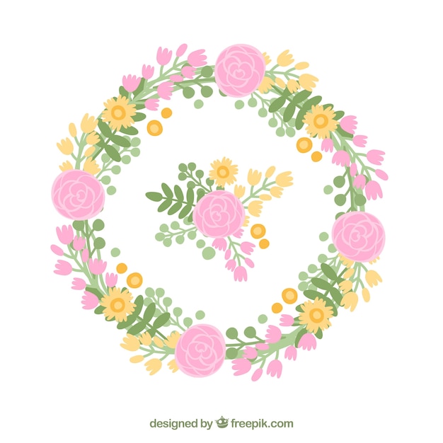 Lovely floral frame with roses and circular design