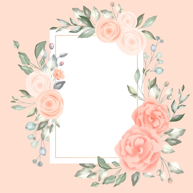 Free vector lovely floral frame with vintage card