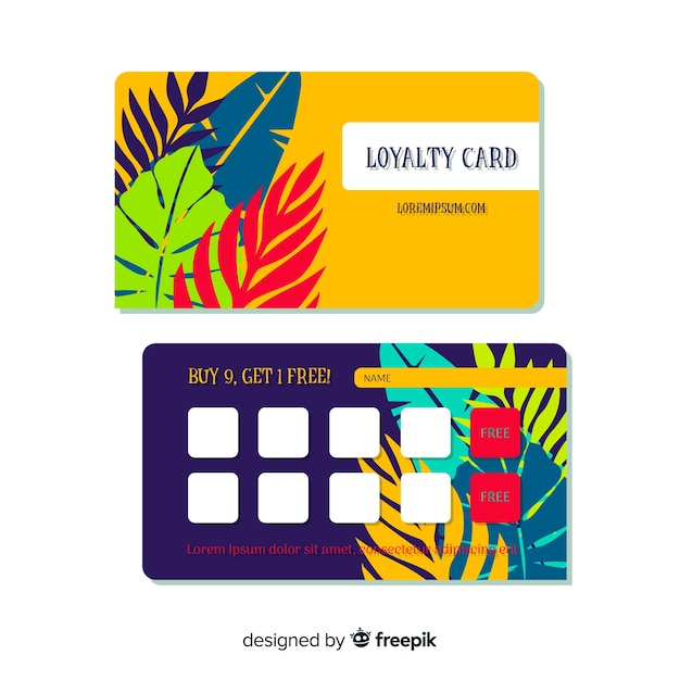 Free vector lovely floral loyalty card with modern style