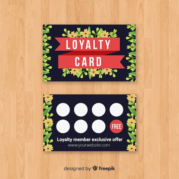 Free vector lovely floral loyalty card with modern style