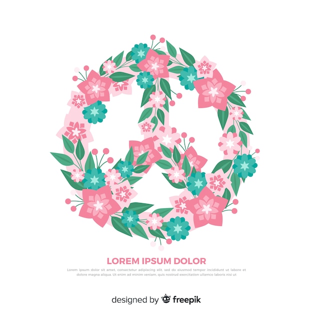 Free vector lovely floral peace symbol