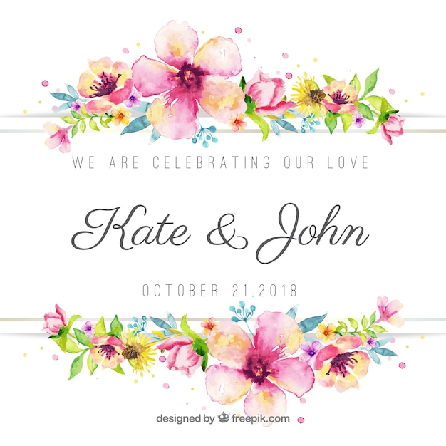 Lovely floral watercolor wedding background