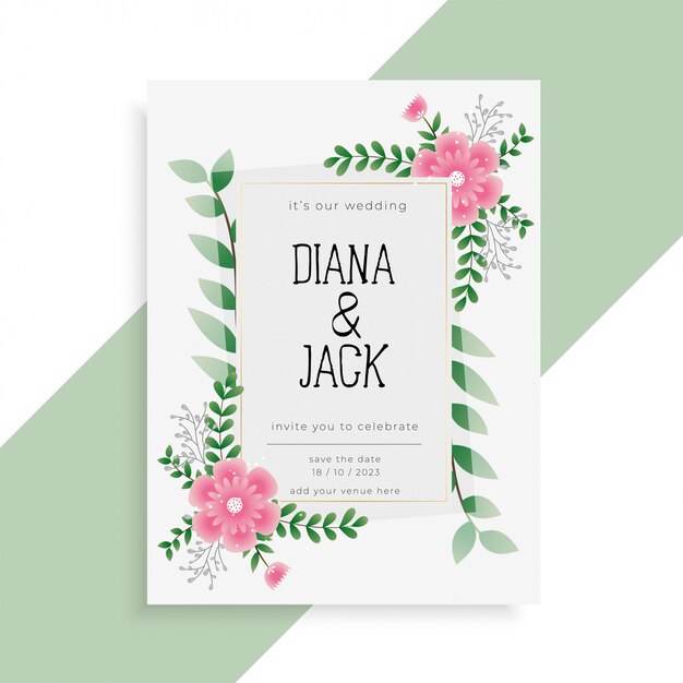 Lovely floral wedding card invitation design