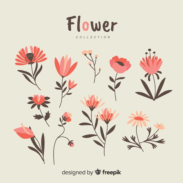 Free vector lovely flower collection with flat design