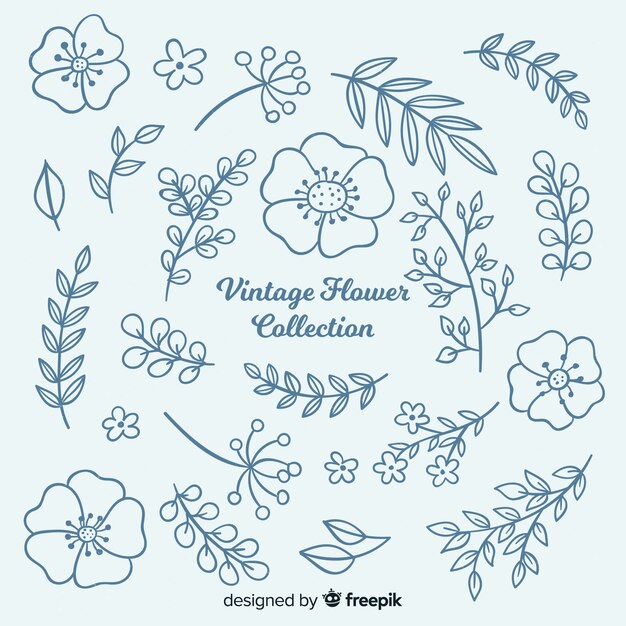 Lovely flower collection with vintage style