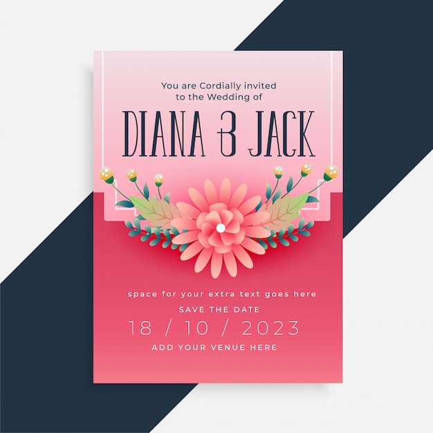 Lovely flower wedding invitation card design