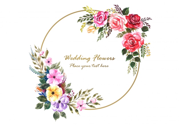 Lovely flowers frame with widding card template