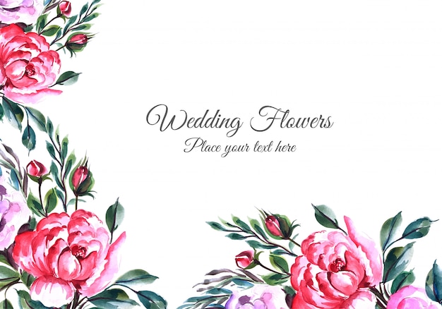 Free vector lovely flowers frame with widding card template