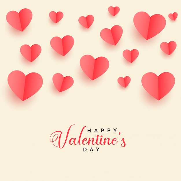 Lovely flying papercut hearts valentines day background