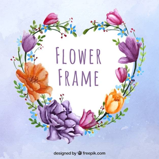 Lovely frame with watercolor flowers