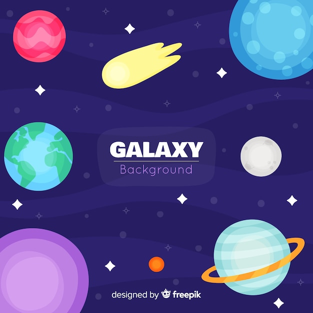 Lovely galaxy background with flat design