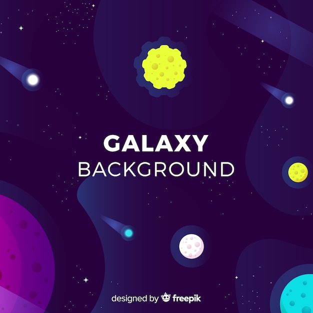 Lovely galaxy background with flat design