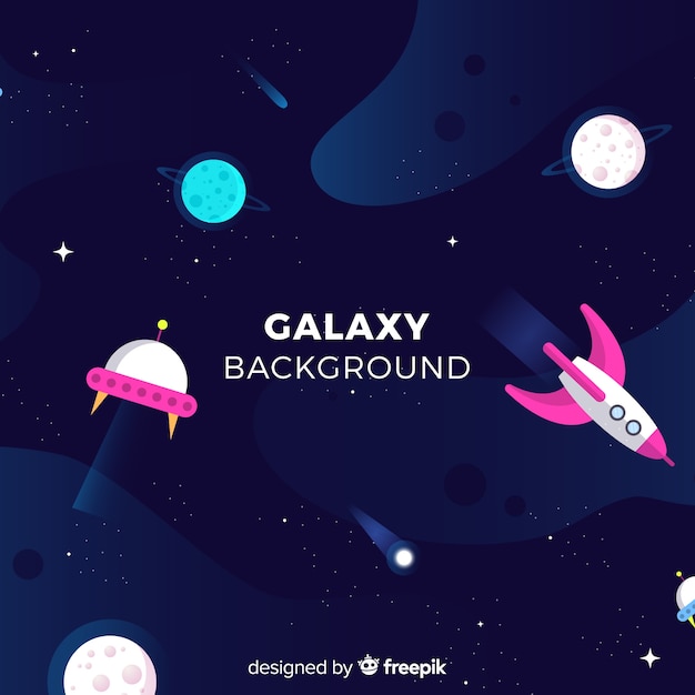 Lovely galaxy background with flat design