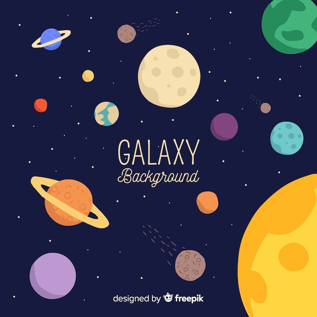 Lovely galaxy background with flat design