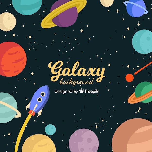 Lovely galaxy background with flat design