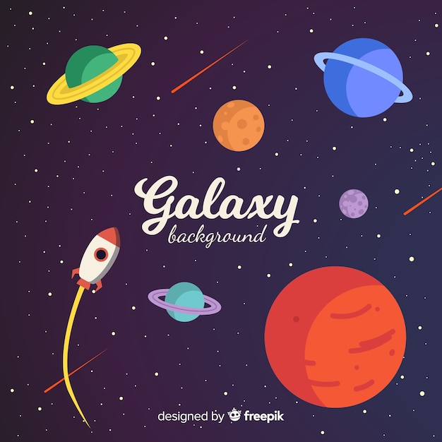 Lovely galaxy background with flat design