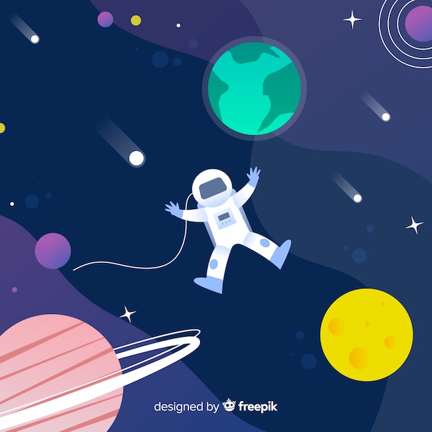 Free vector lovely galaxy background with flat design