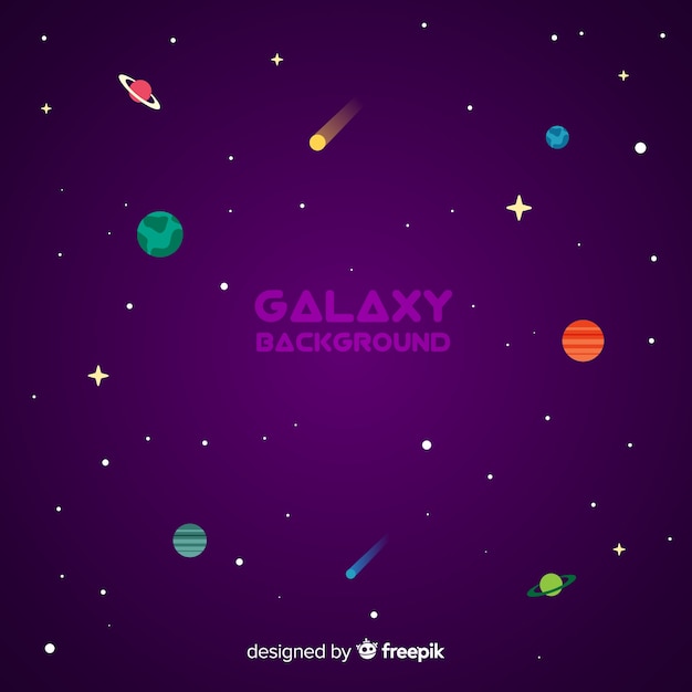 Lovely galaxy background with flat design