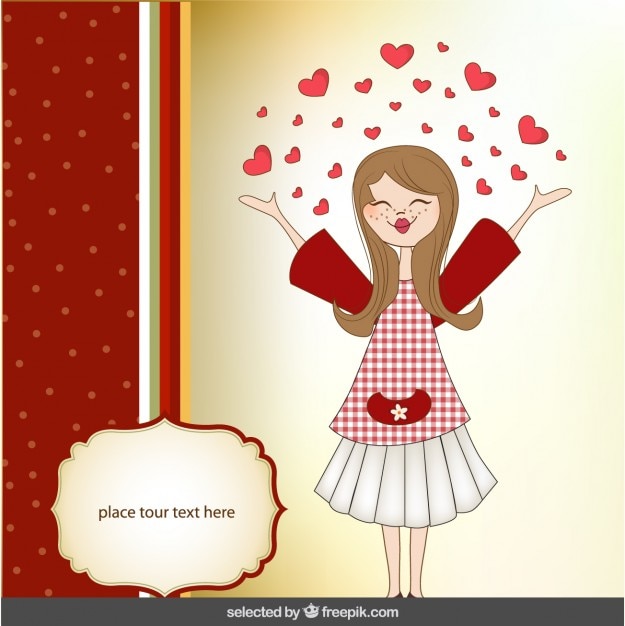 Free vector lovely girl with hearts