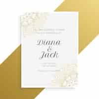 Free vector lovely golden and white wedding invitation card