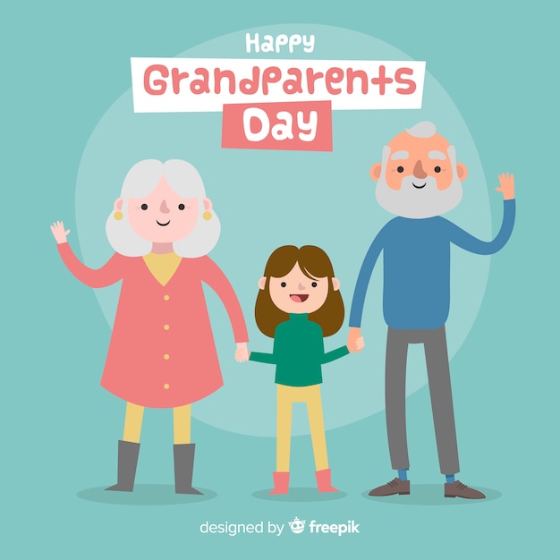 Free vector lovely grandparents' day composition with flat design