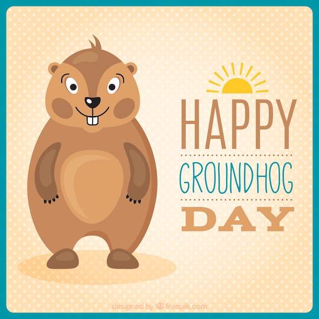 Free vector lovely groundhog in groundhog day