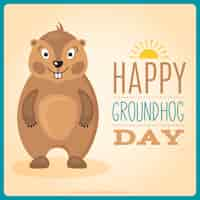 Free vector lovely groundhog in groundhog day