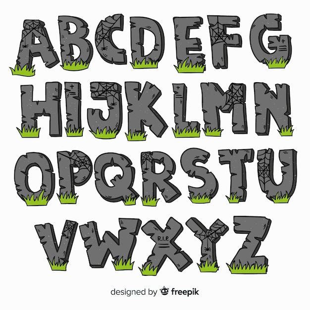 Бесплатное векторное изображение Прекрасный алфавит хэллоуина