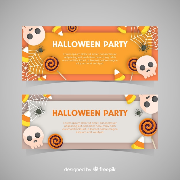 Lovely halloween banners with flat design