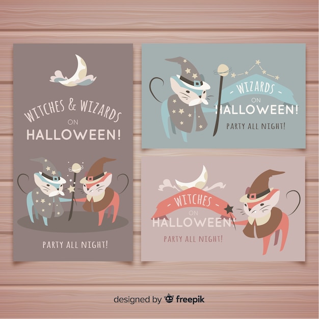 Lovely halloween banners with flat design