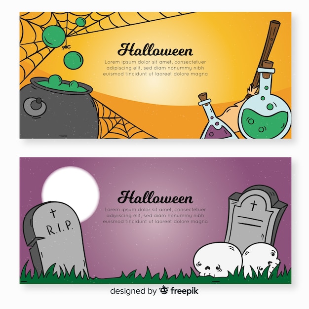 Free vector lovely halloween banners