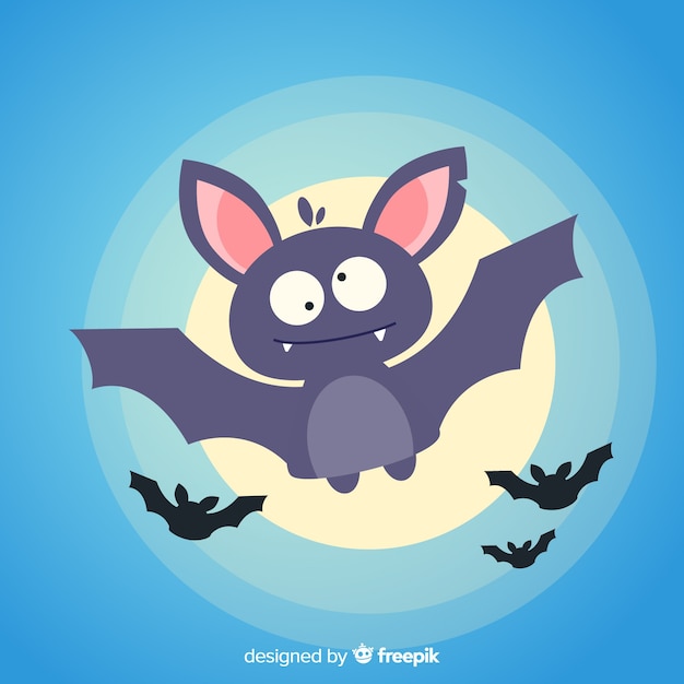 Free vector lovely halloween bat with flat design